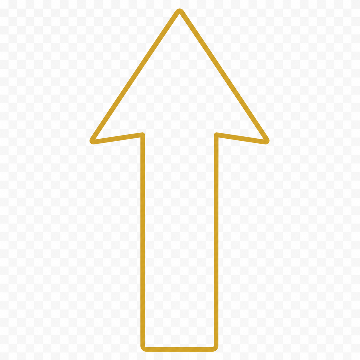 Gold outline upward arrow icon representing renewed confidence, personal growth, vitality, and progress for the Life Upgraded Testosterone Replacement Therapy program.