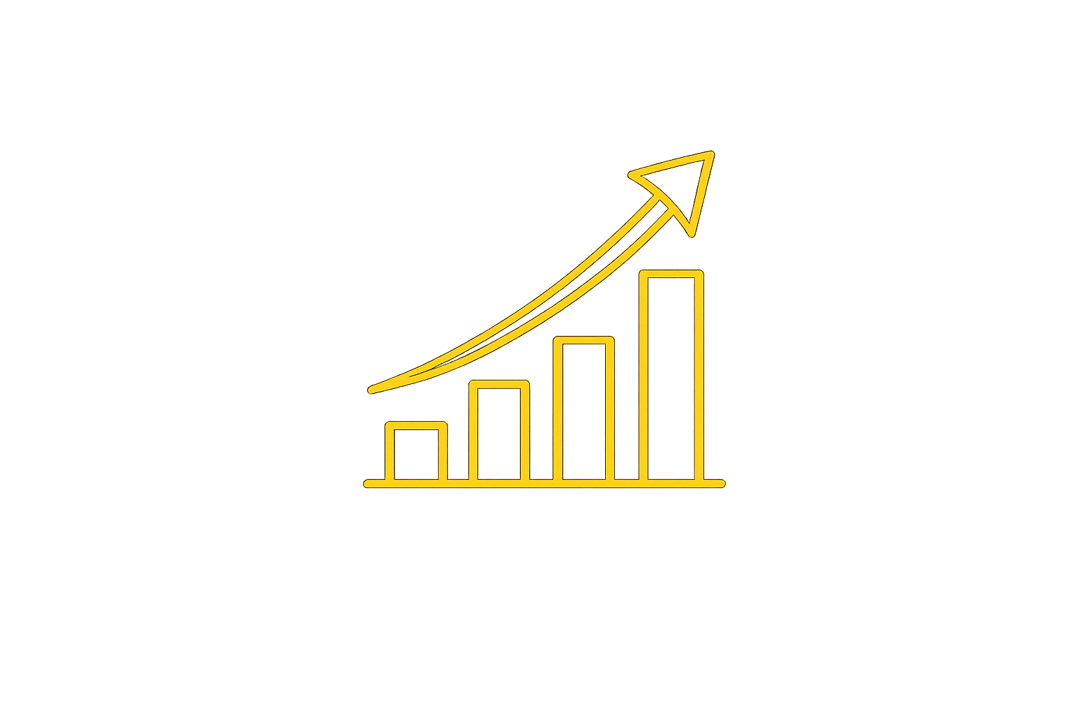 Minimalist gold growth chart icon with upward arrow representing long-term success and measurable wellness progress