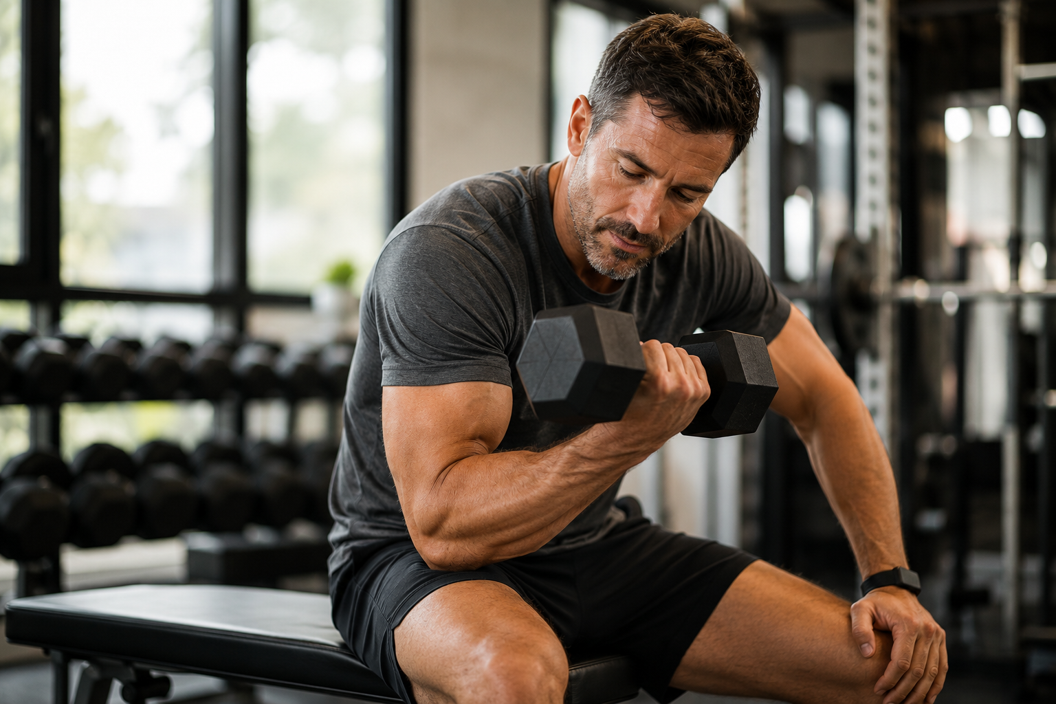Man strength training as part of an active healthy lifestyle